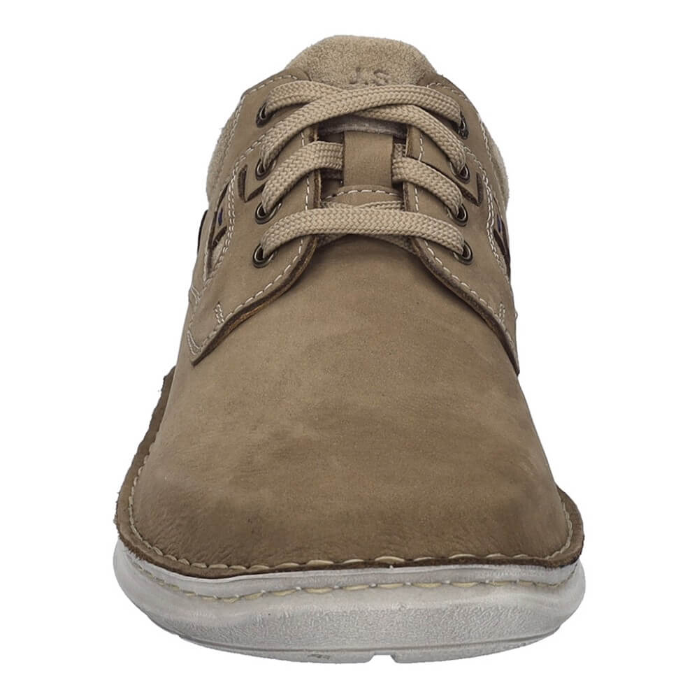 Josef Seibel Brown extra wide leather shoe with white sole on a white background