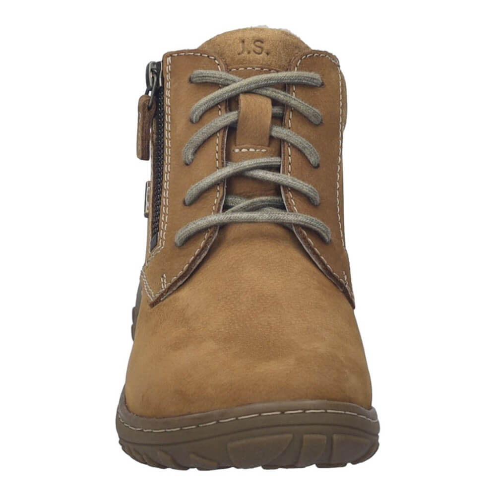 Brown waterproof boot with a visible 'Waterproof' label on a white background