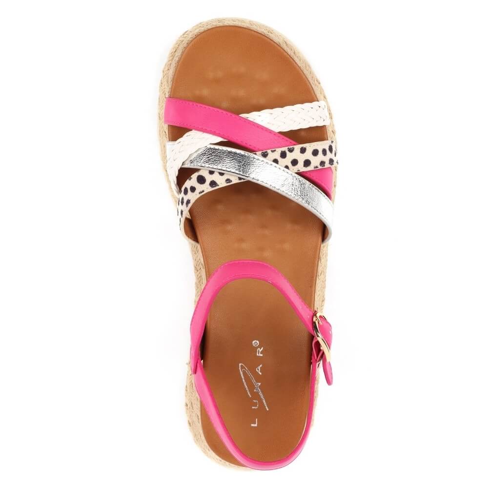 lunar flick pink multicoloured platform sandal