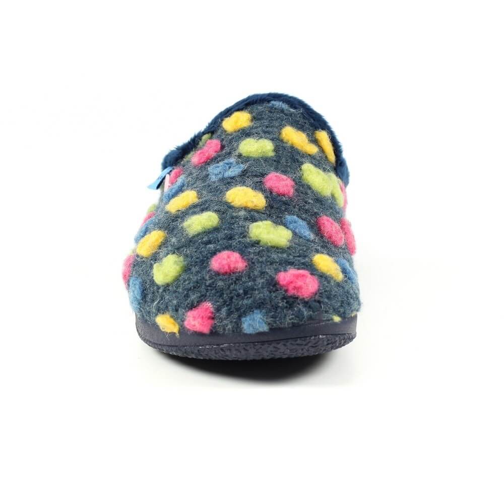 Blue Mule Slipper with coloured dots