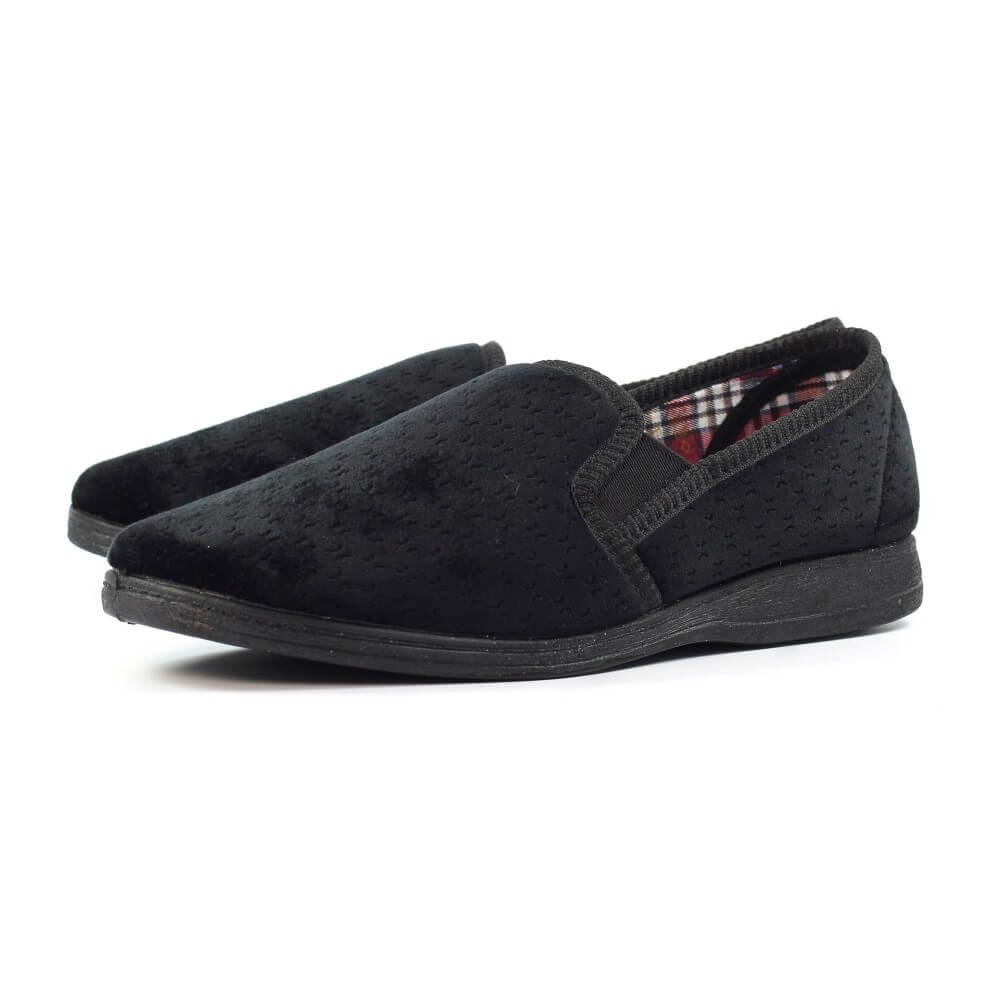 Black Gents Slippers on a white background