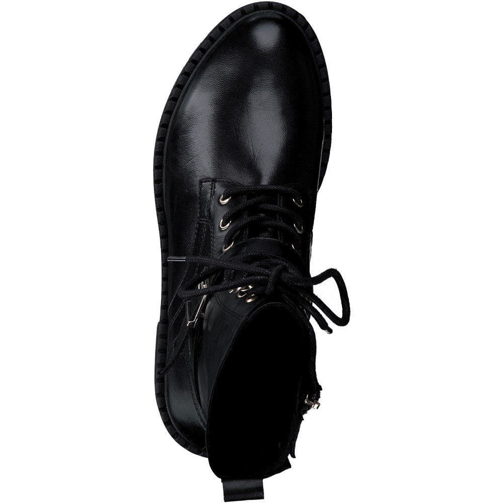 Marco Tozzi 2-25234 Leather Biker Boot-BLACK