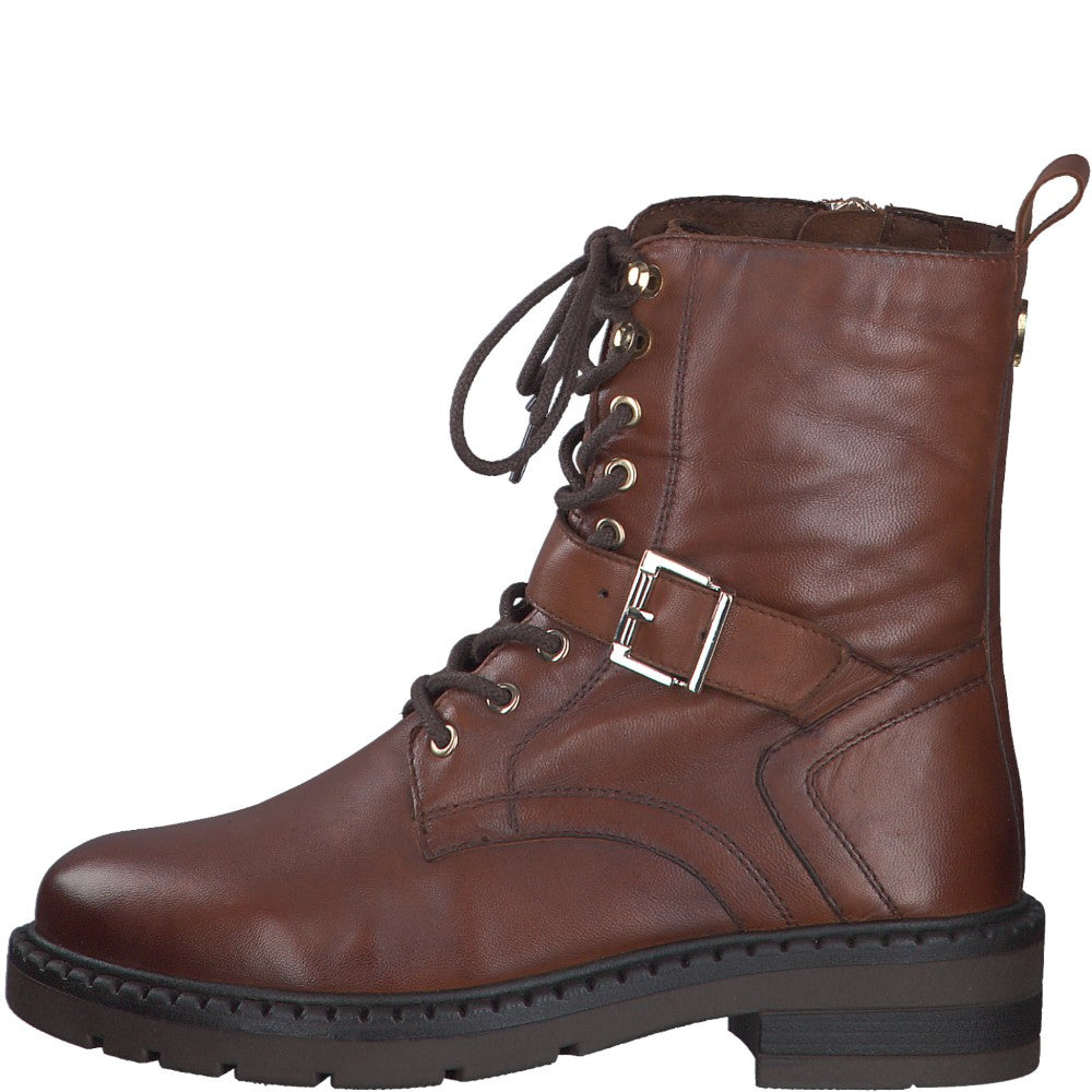 Marco Tozzi 2-25234 Leather Biker Boot-COGNAC