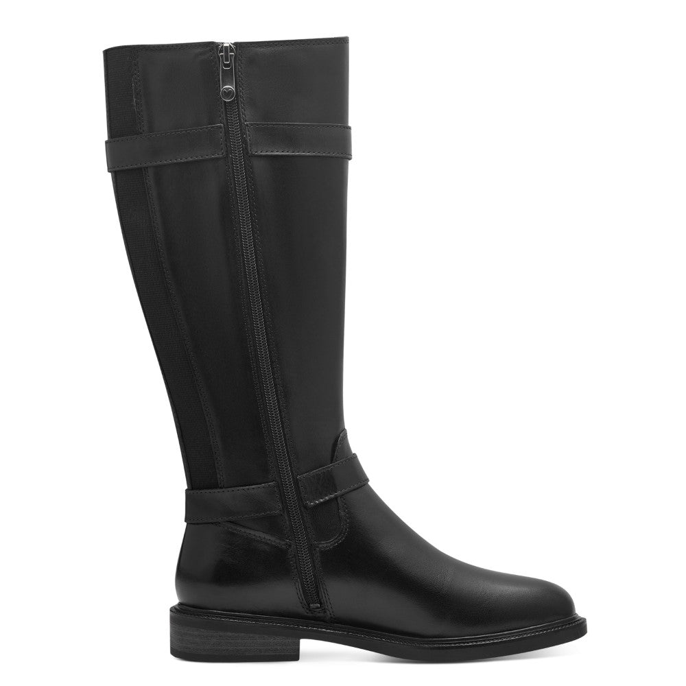 Marco Tozzi 2-25520 Leather Knee High Boots-BLACK