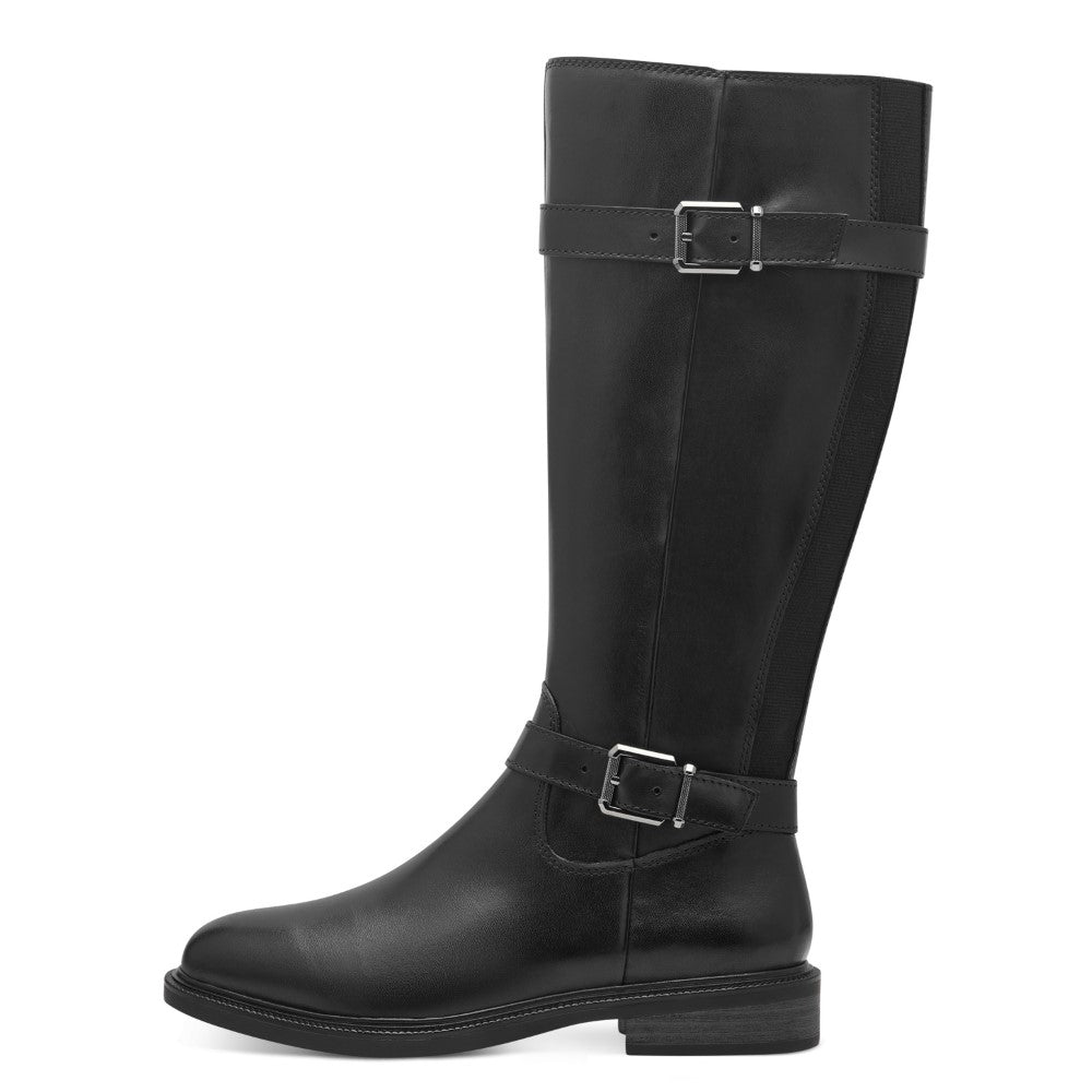Marco Tozzi 2-25520 Leather Knee High Boots-BLACK