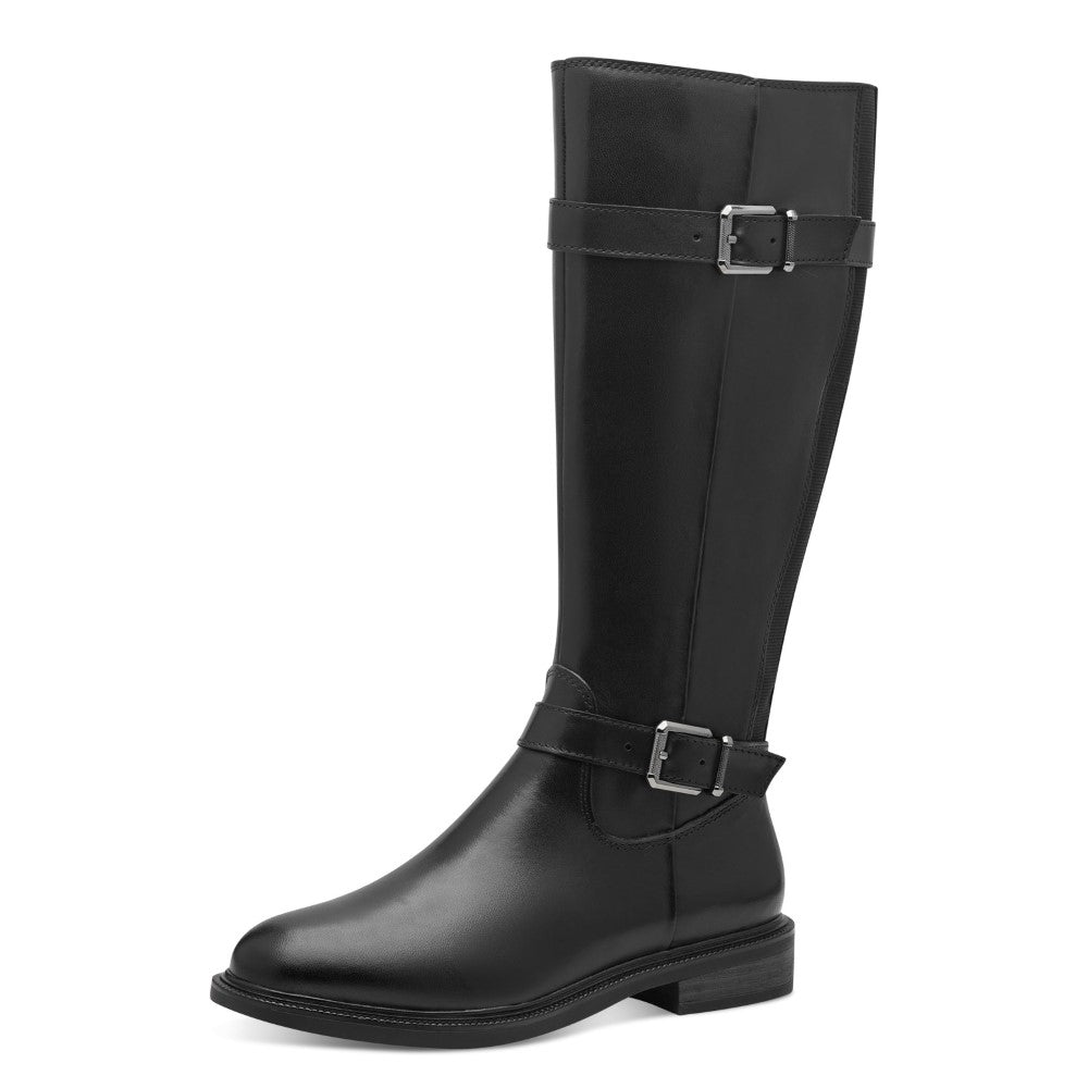 Marco Tozzi 2-25520 Leather Knee High Boots-BLACK