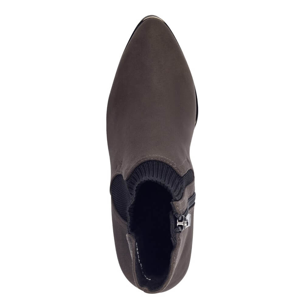 MARCO TOZZI sock boots in anthracite colour with a label indicating '100% Vegan' Marco Tozzi 2-25392 Vegan Sock Boot