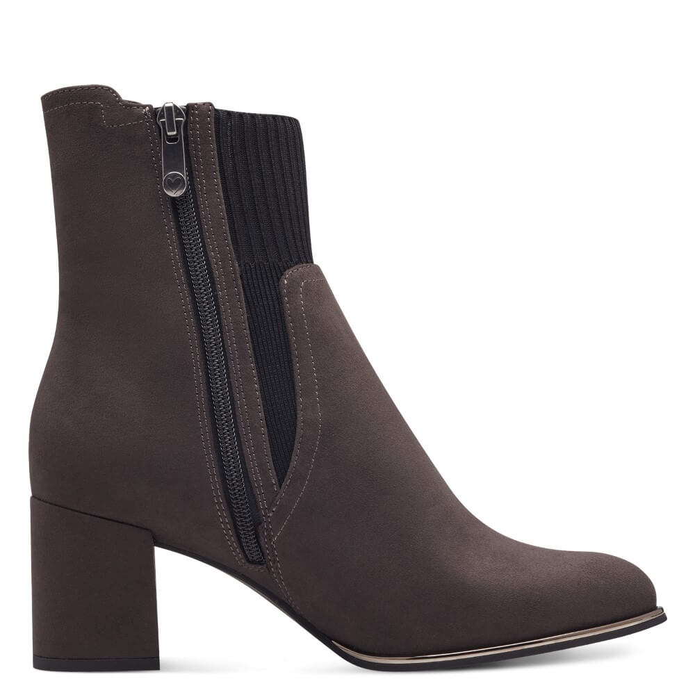 MARCO TOZZI sock boots in anthracite colour with a label indicating '100% Vegan' Marco Tozzi 2-25392 Vegan Sock Boot