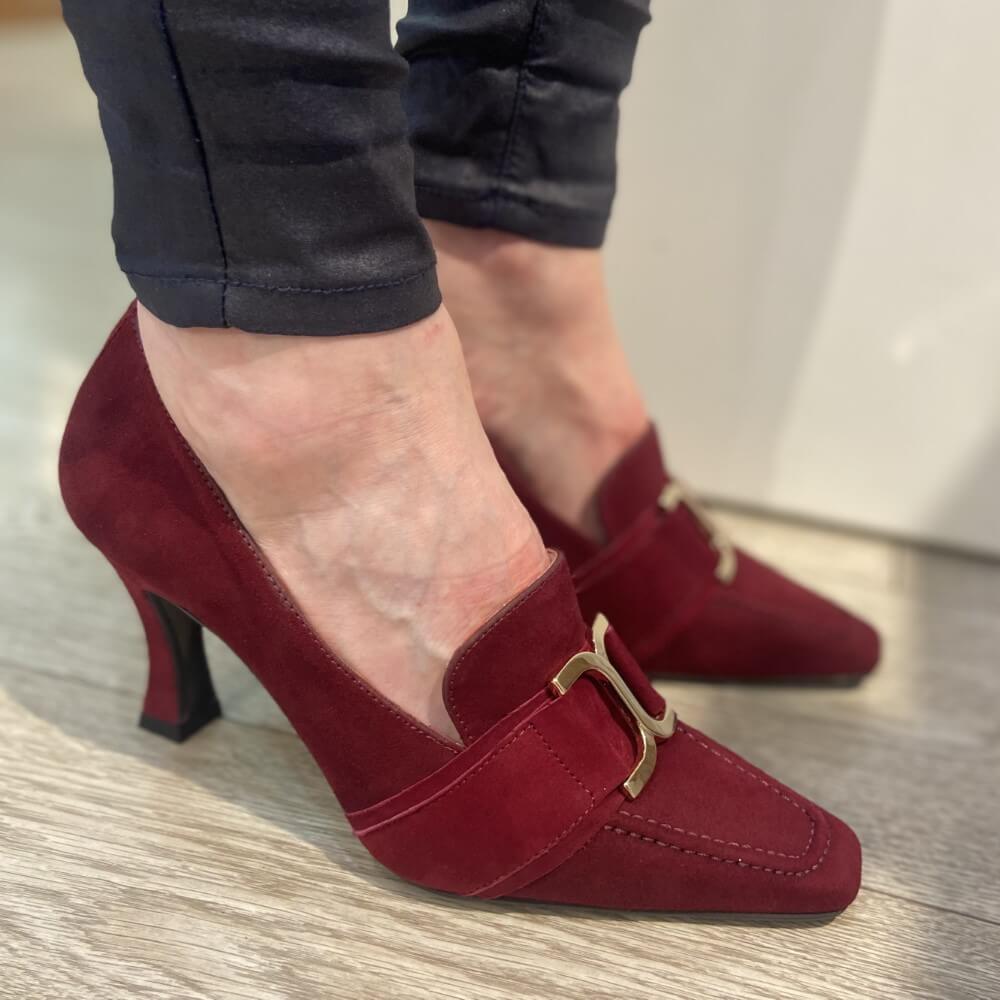 Marian 11104 Suede Heel-BORDEAUX