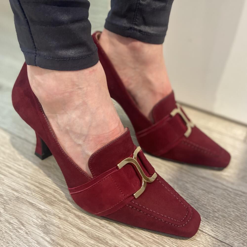 Marian 11104 Suede Heel-BORDEAUX