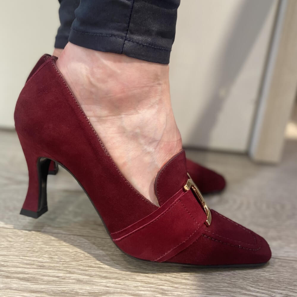 Marian 11104 Suede Heel-BORDEAUX