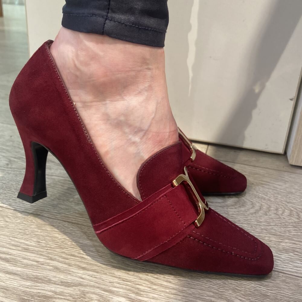 Marian 11104 Suede Heel-BORDEAUX