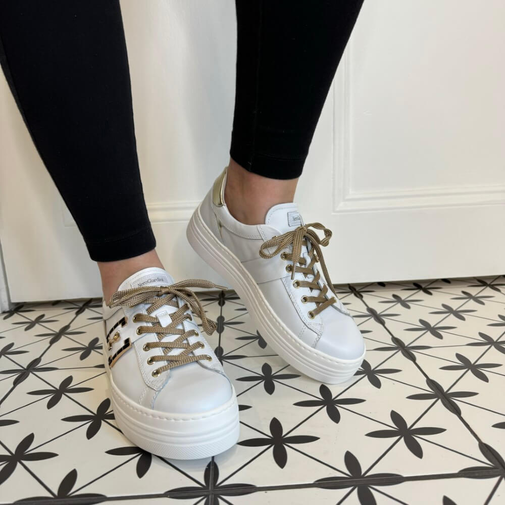 NeroGiardini I411612D Leather Trainer-WHITE