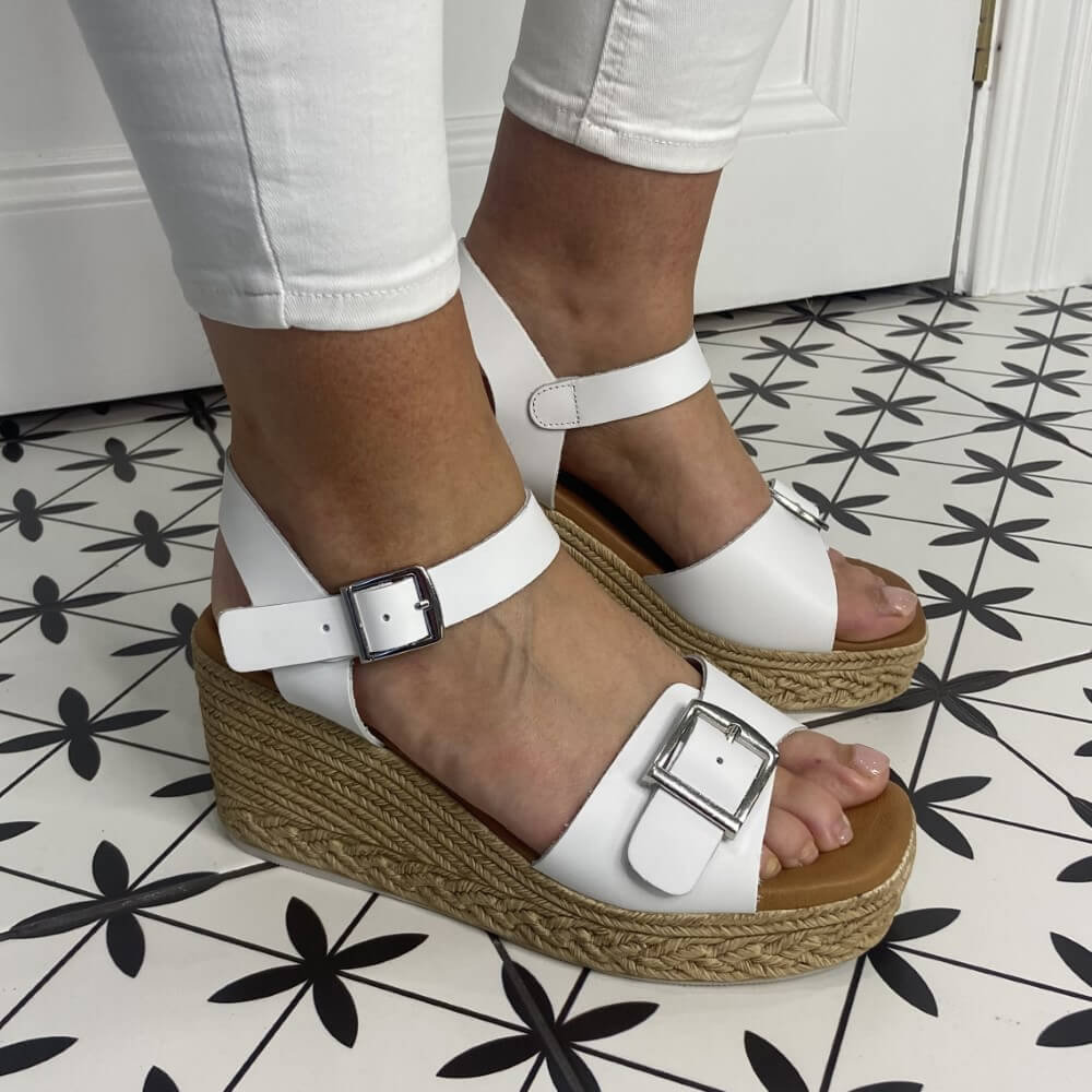Oh! My Sandals 5459 Wedge-WHITE
