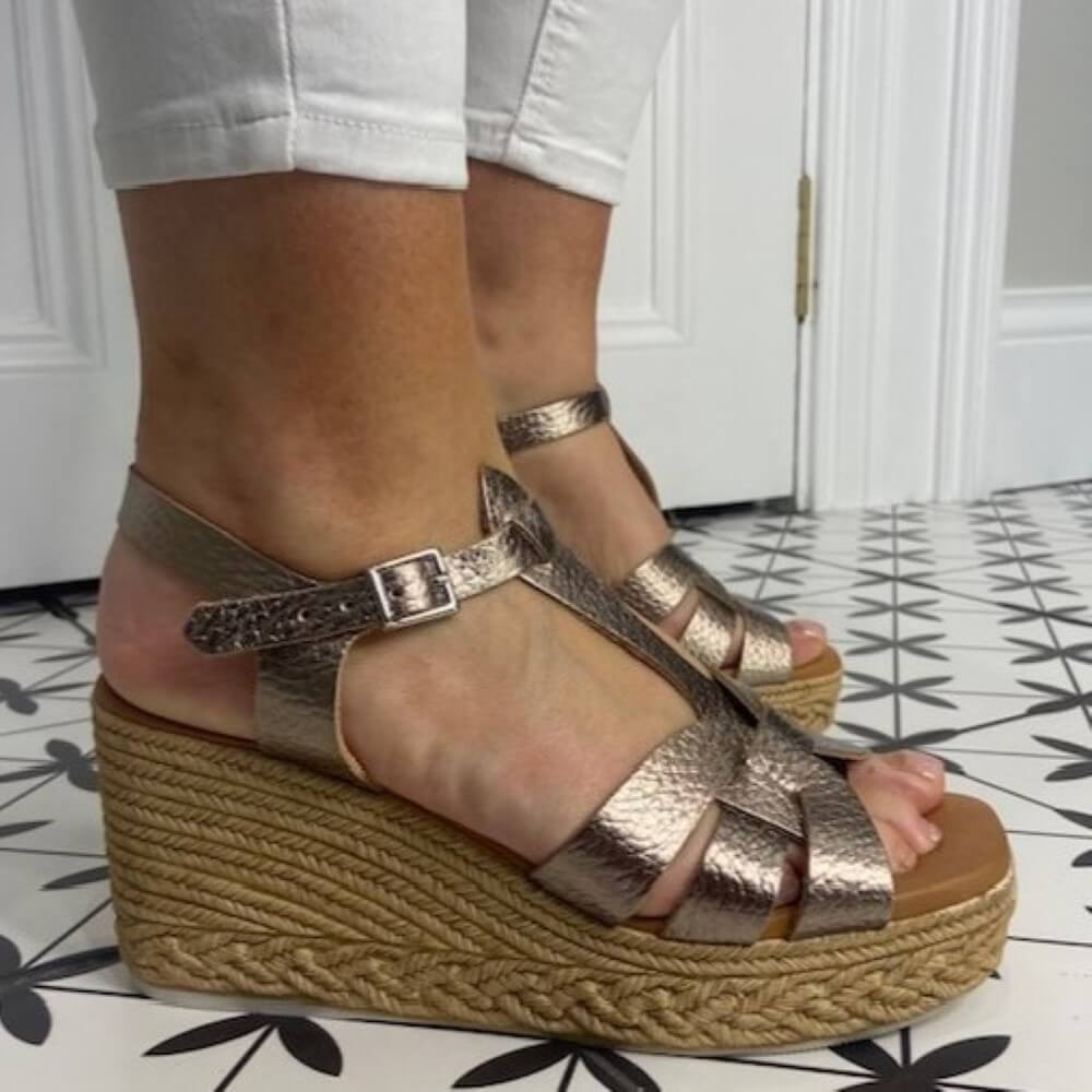 OH! My Sandals 5488 Wedge Sandals-GOLD