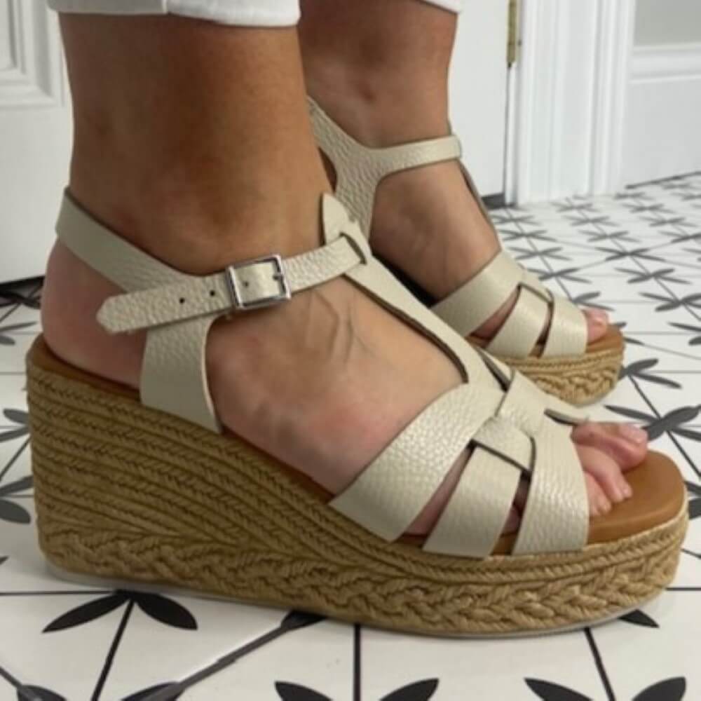 OH! My Sandals 5488 Wedge Sandals-OFF WHITE