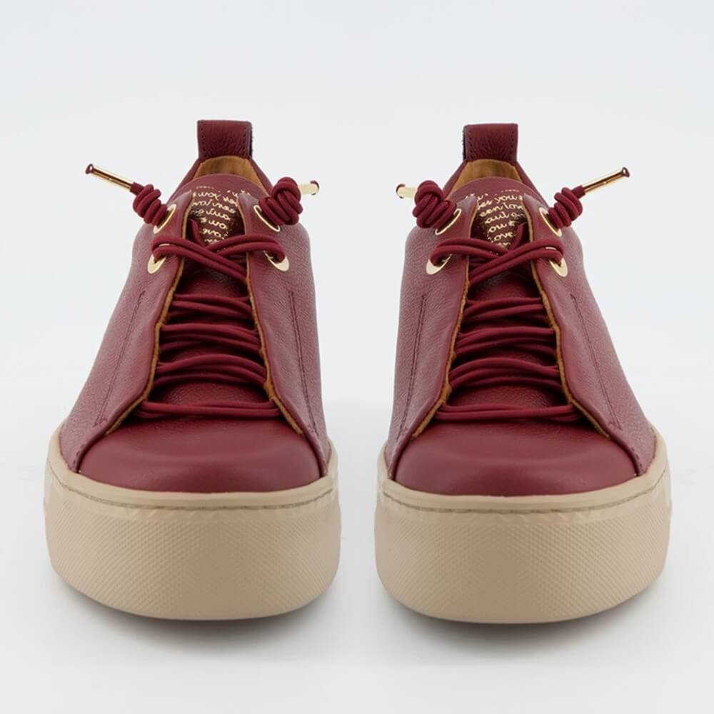Red sneaker with a beige sole on a light gray background Paul Green 5017-43x-438 Super Soft