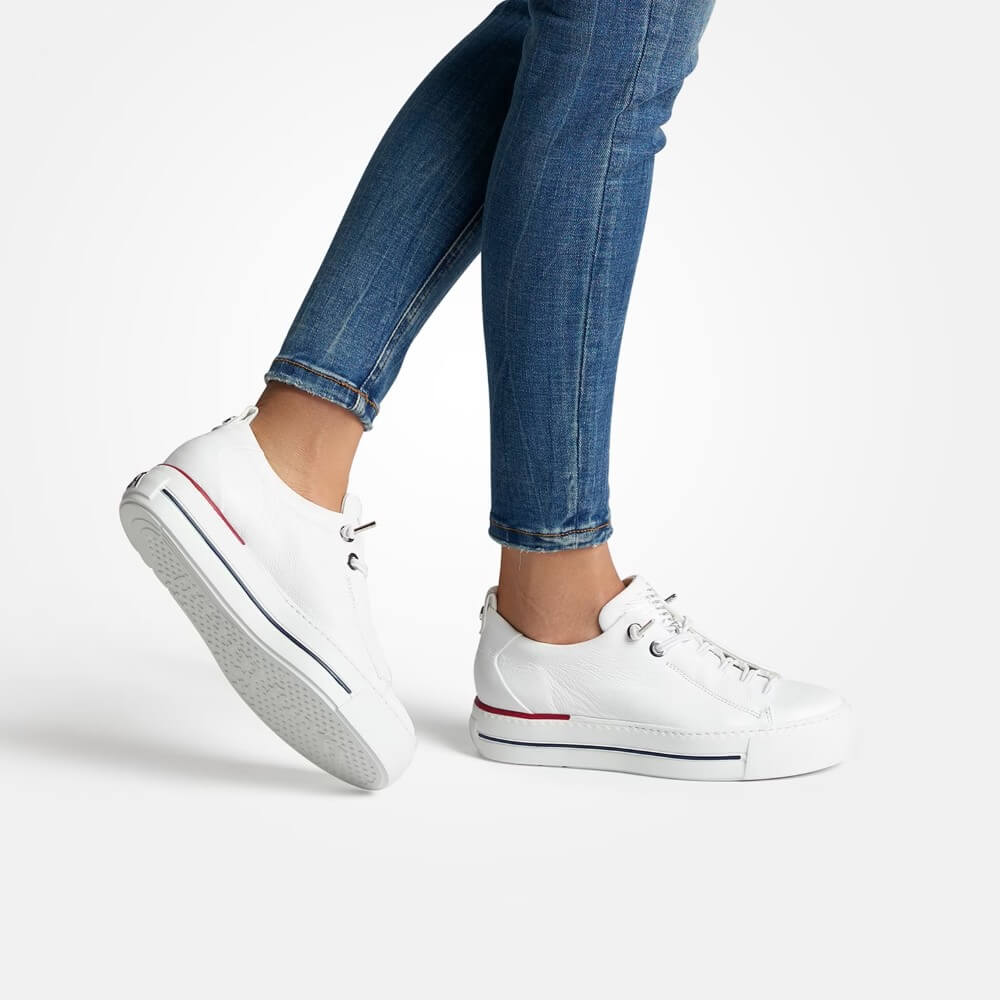 paul green 5017 white red blue platform leather sneakers