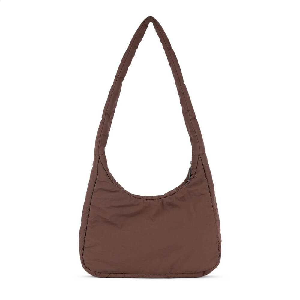 Brown shoulder bag on a white background
