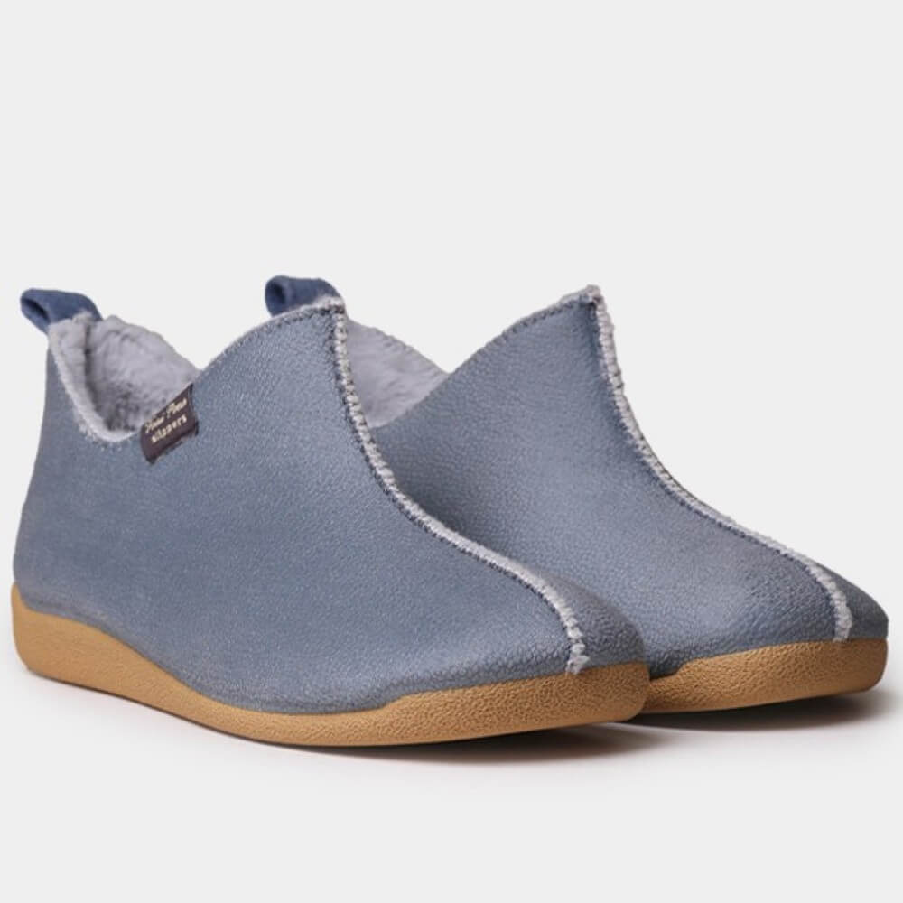 pair of blue slippers