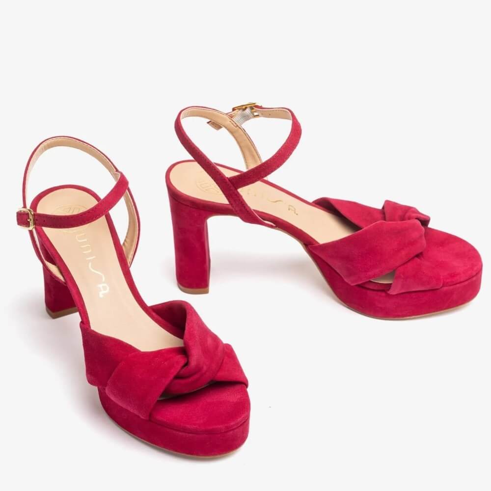 Unisa ONOA Platform Suede Sandal-RED