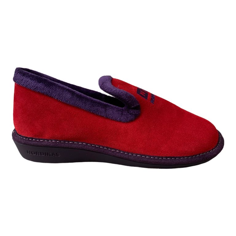 Nordikas 305-O/4 Suede Slippers in Cereza Red