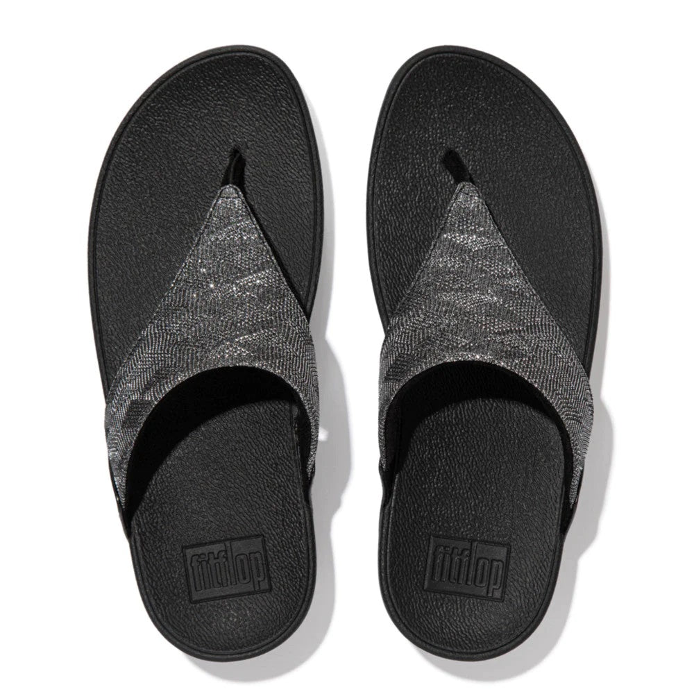 FitFlop Lulu Glitz Toe-post-BLACK