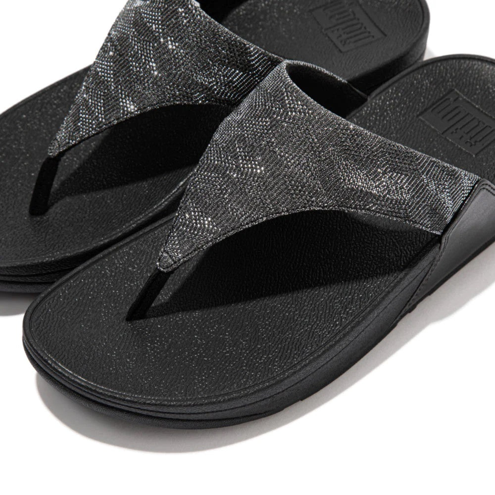 FitFlop Lulu Glitz Toe-post-BLACK