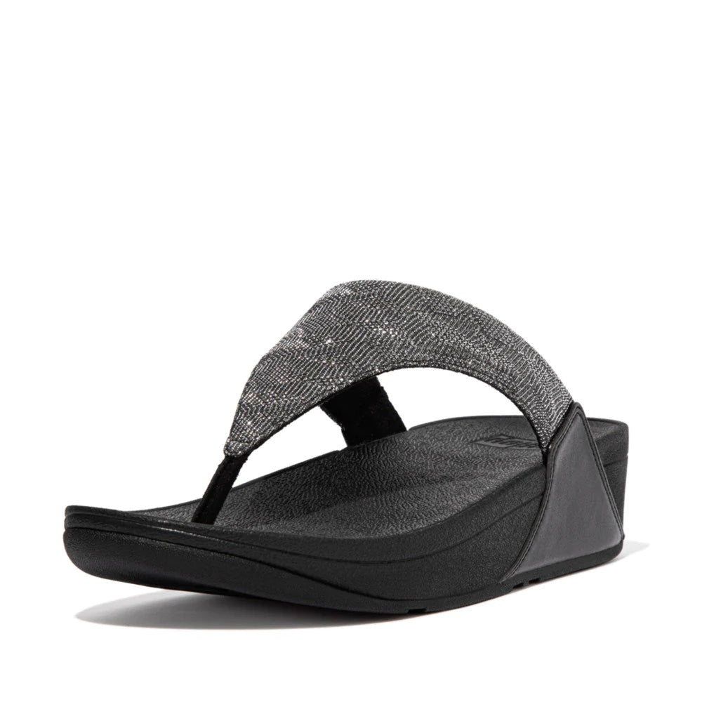 FitFlop Lulu Glitz Toe-post-BLACK