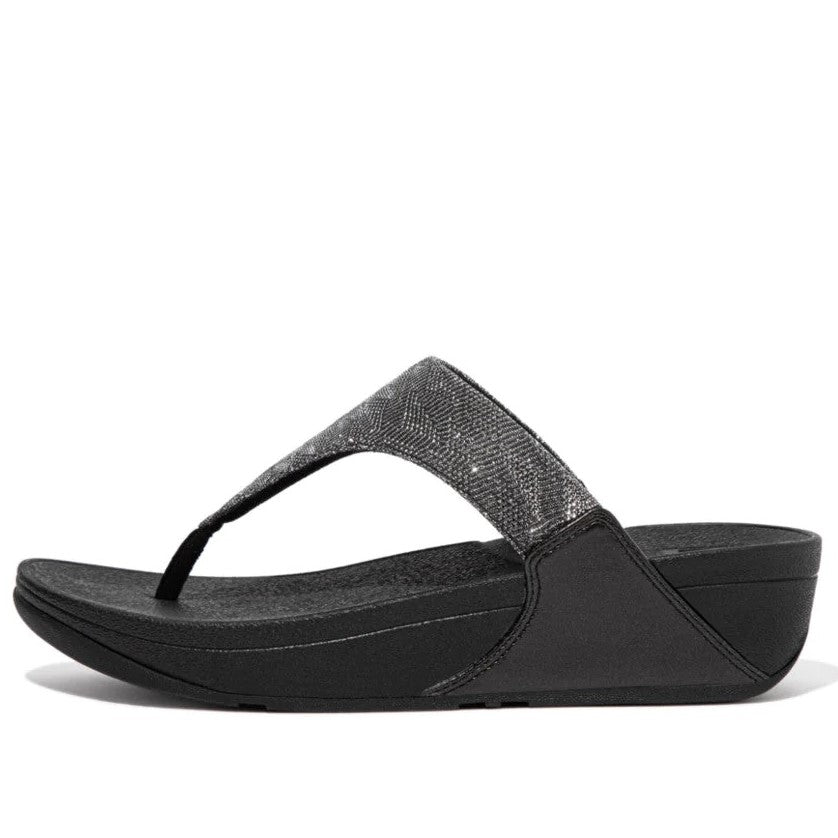 FitFlop Lulu Glitz Toe-post-BLACK