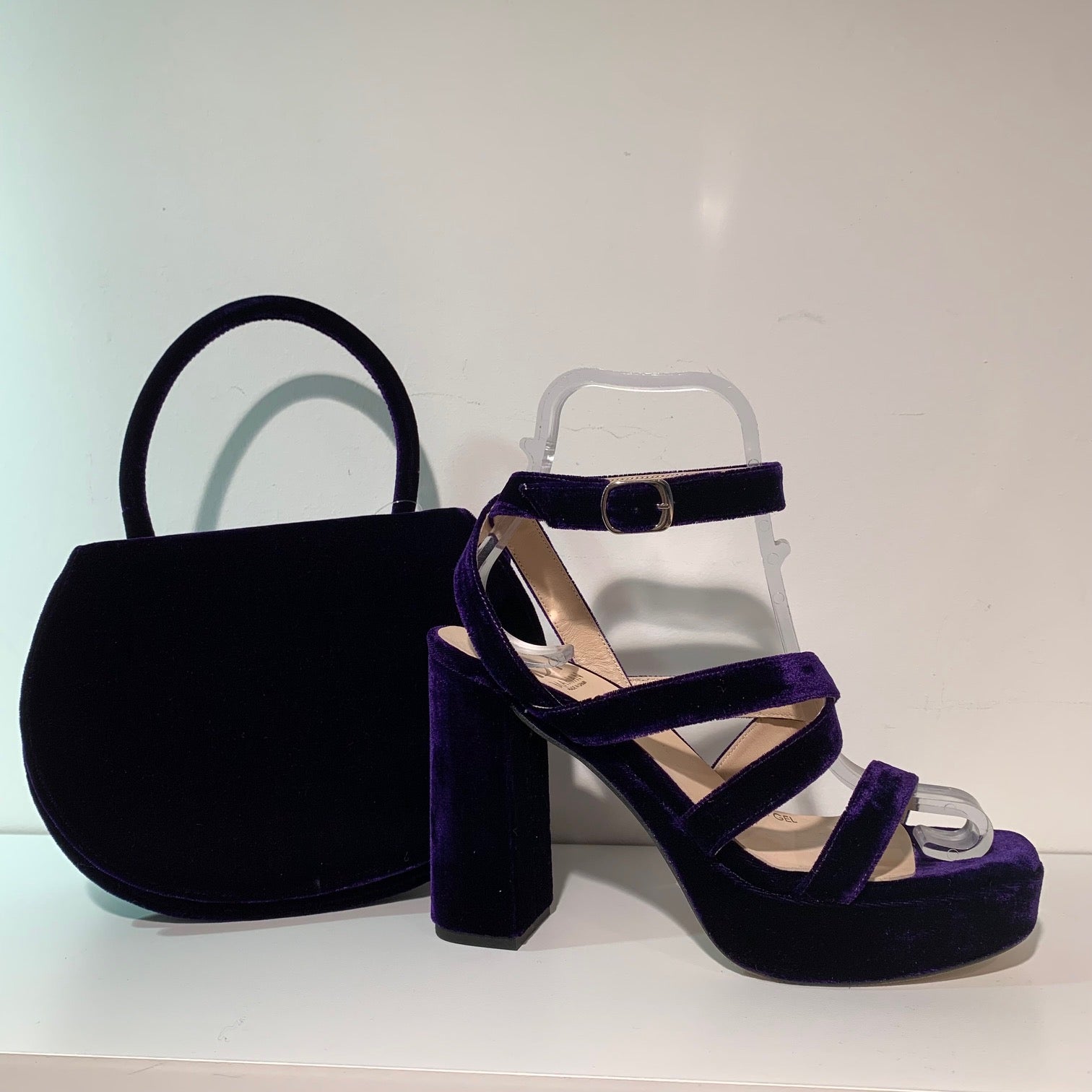 Marian Platform Velvet Sandal 55602-MULBERRY