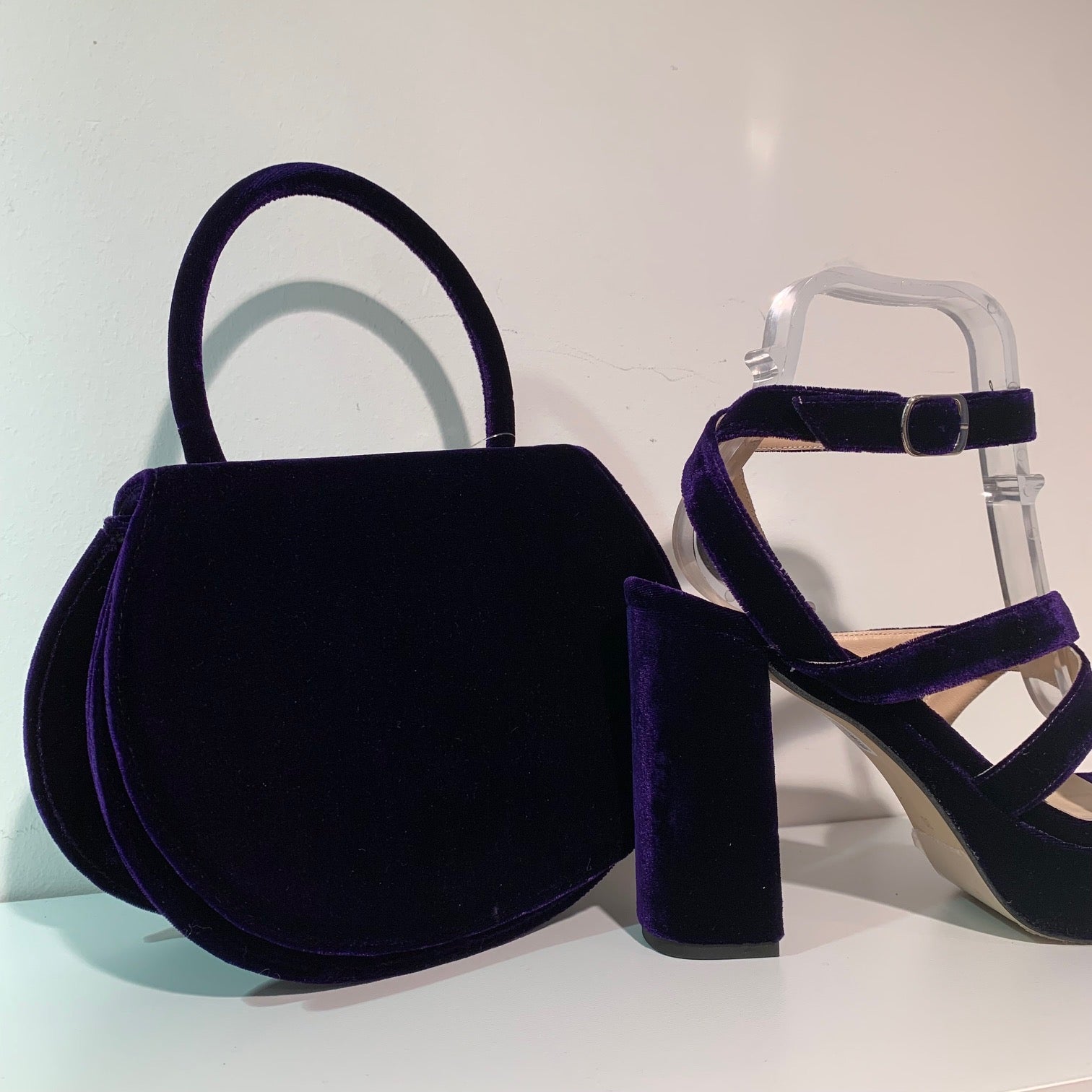 Marian Platform Velvet Sandal 55602-MULBERRY