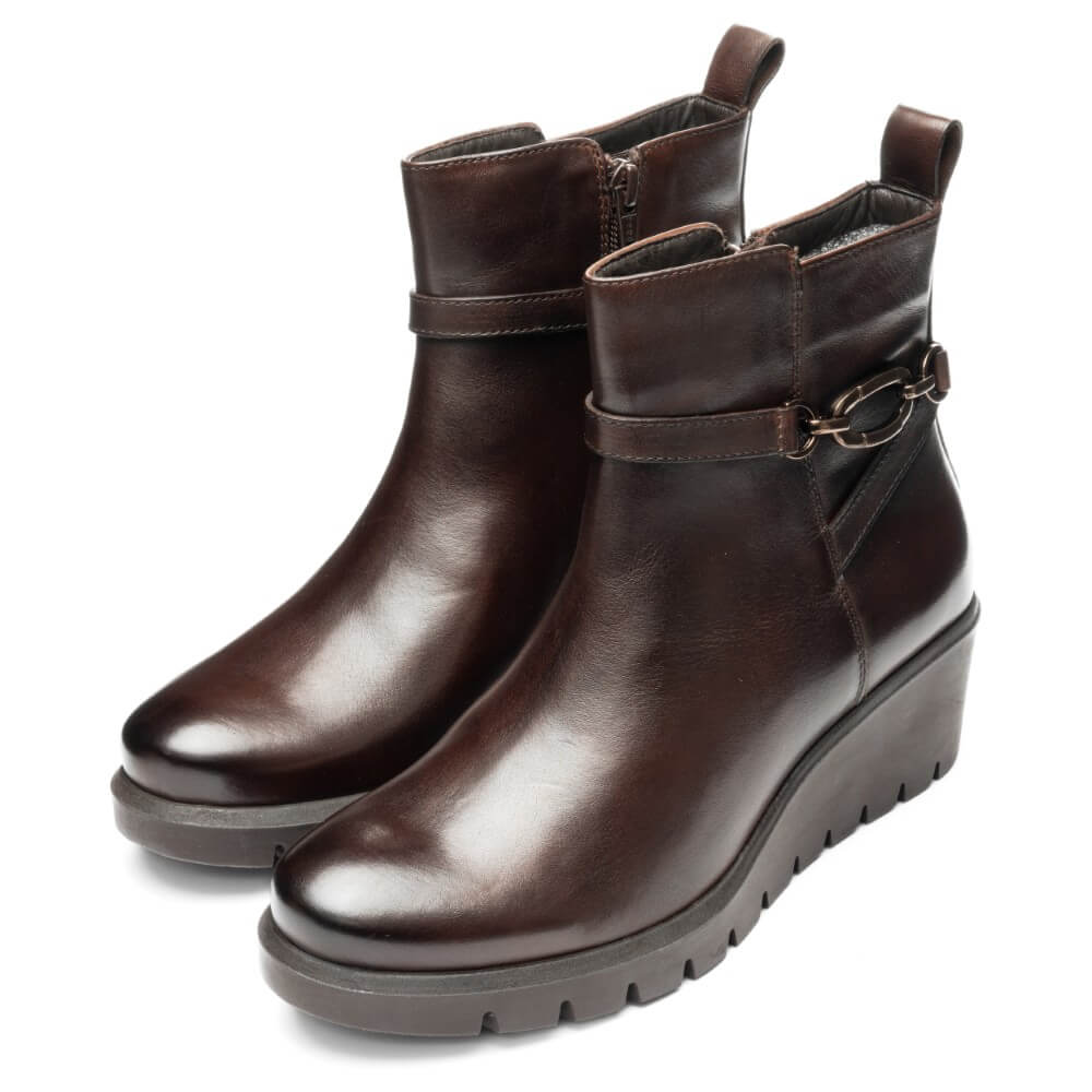 Ara Como Wedge Ankle Boots H-Fit 12-57002 Cacao Brown