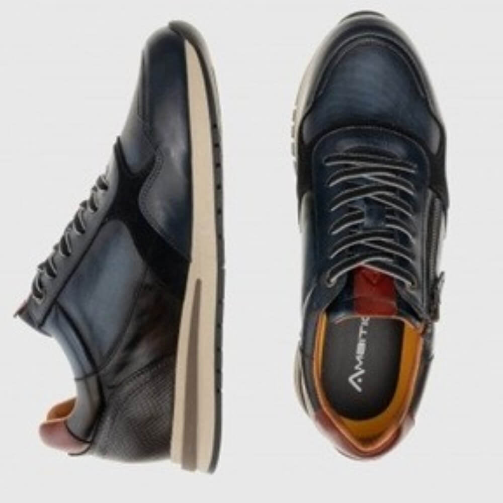 Navy Gents Leather Trainers 
