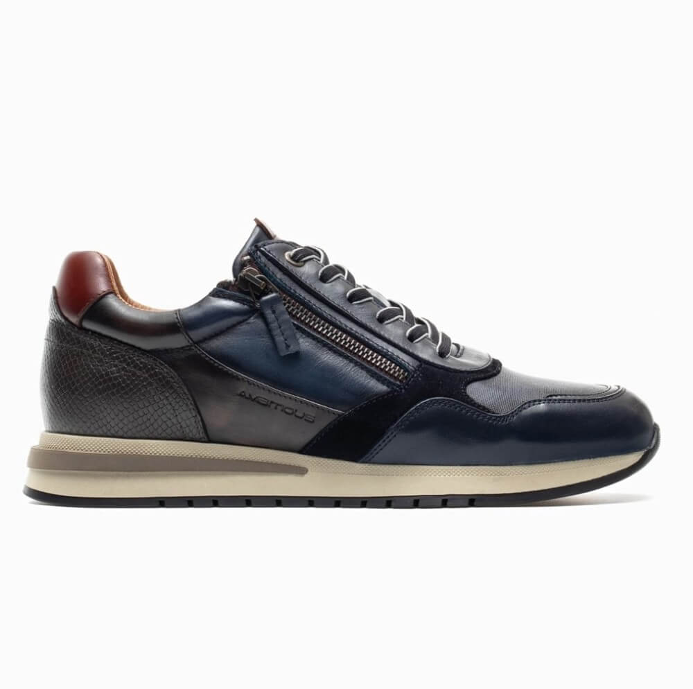 Navy Gents Leather Trainers 