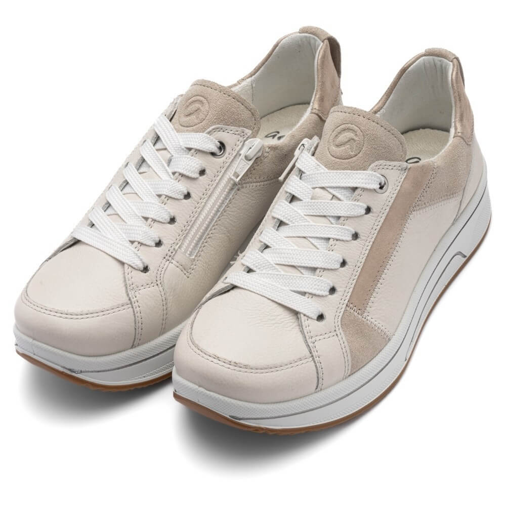 ara 12-27512 Sapporo Beige and brown sneakers on a white background