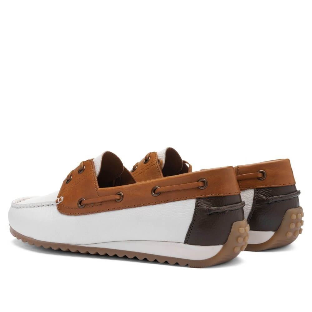 Ara 12-27704 New Port Leather Boat Shoes White & Tan
