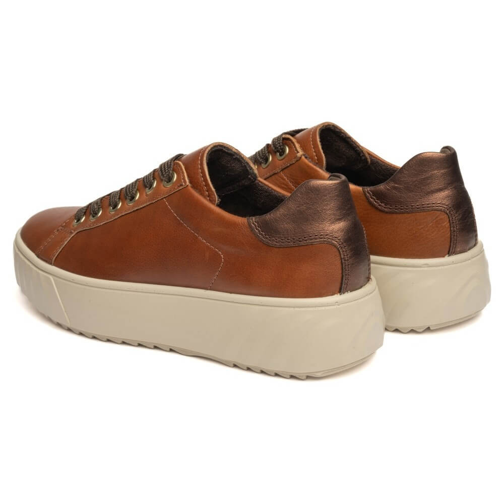 Ara 12-46523 Monaco Cognac Leather Trainer H-Fit