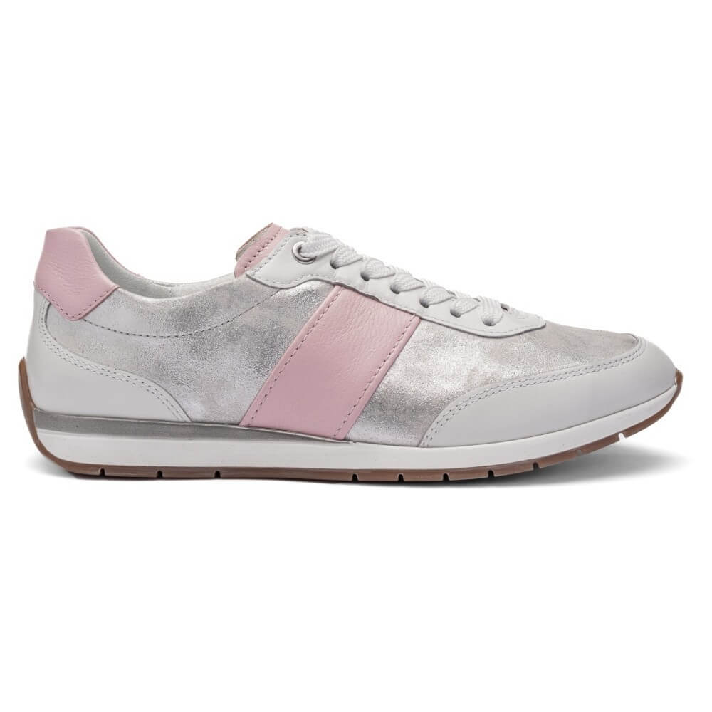 White and pink sneaker on a white background