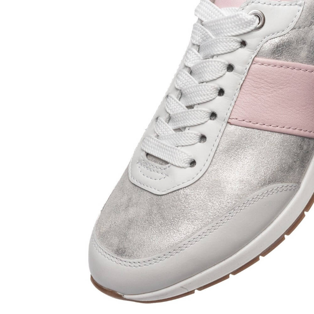 Ara 12-50904 Portofino Leather Sneakers White Dusty Pink Silver