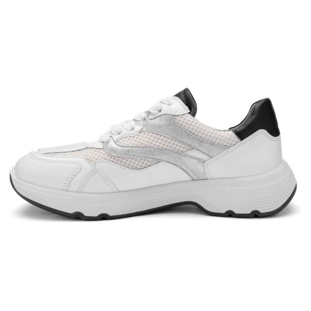 ara 12-25804 boston White sneaker with black accents on a white background