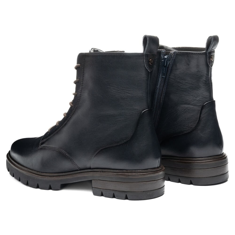 Ara Cambridge 12-11260 Laced Leather Ankle Boots Navy