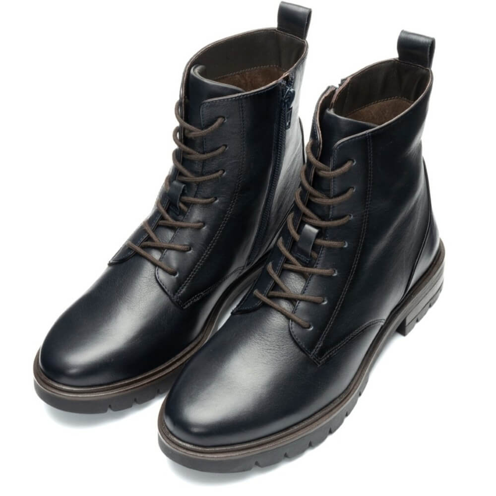 Ara Cambridge 12-11260 Laced Leather Ankle Boots Navy