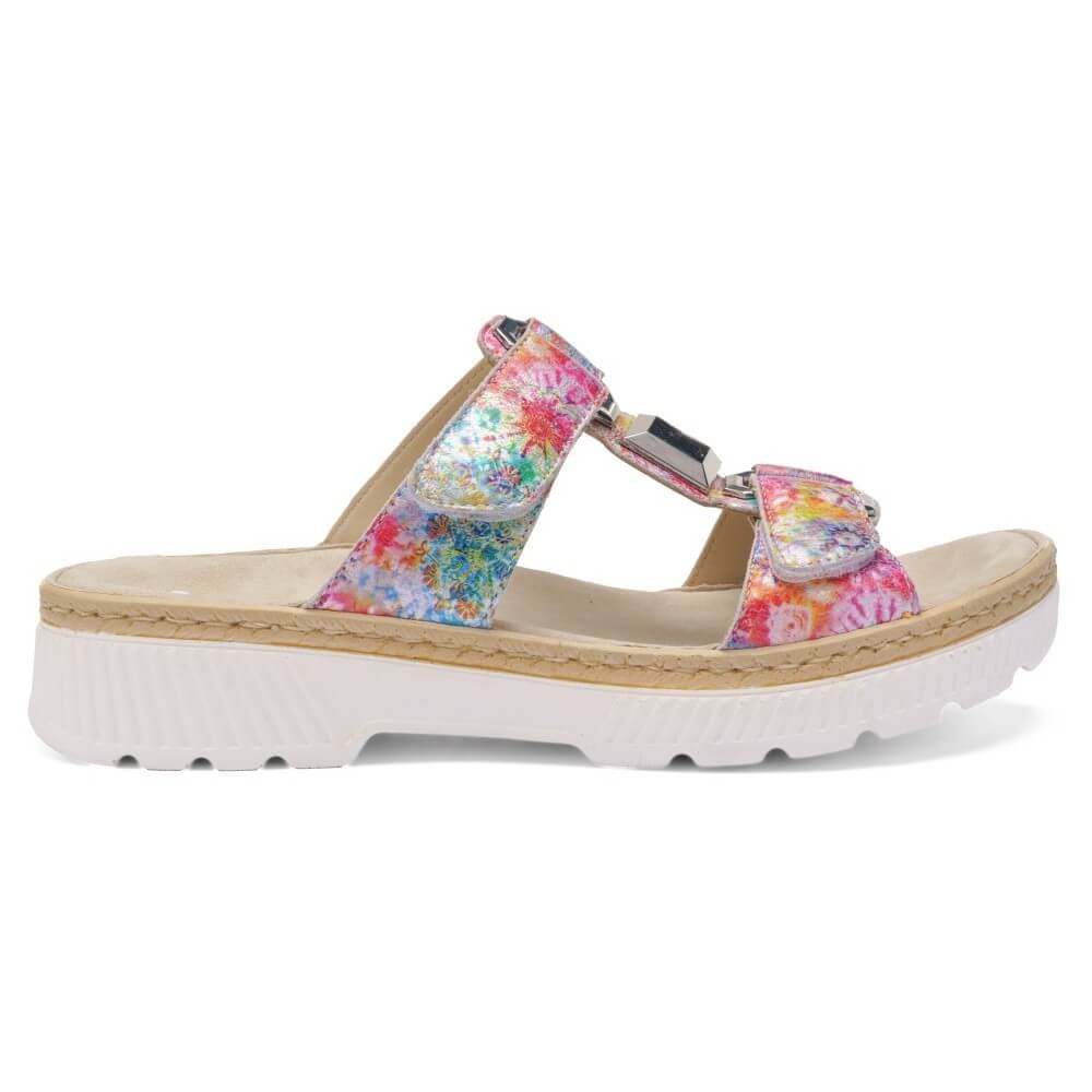 Ara Floral Print Mule Sandals with velcro straps