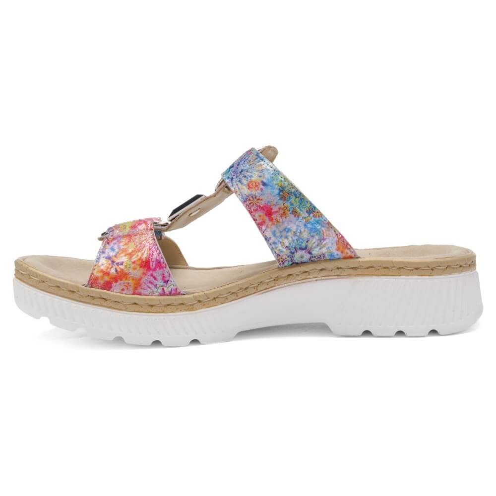Ara Floral Print Mule Sandals with velcro straps
