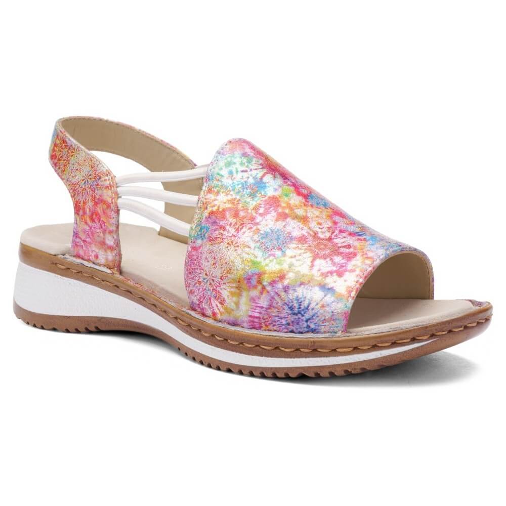 ara Colourful sandal with a white sole on a white background
