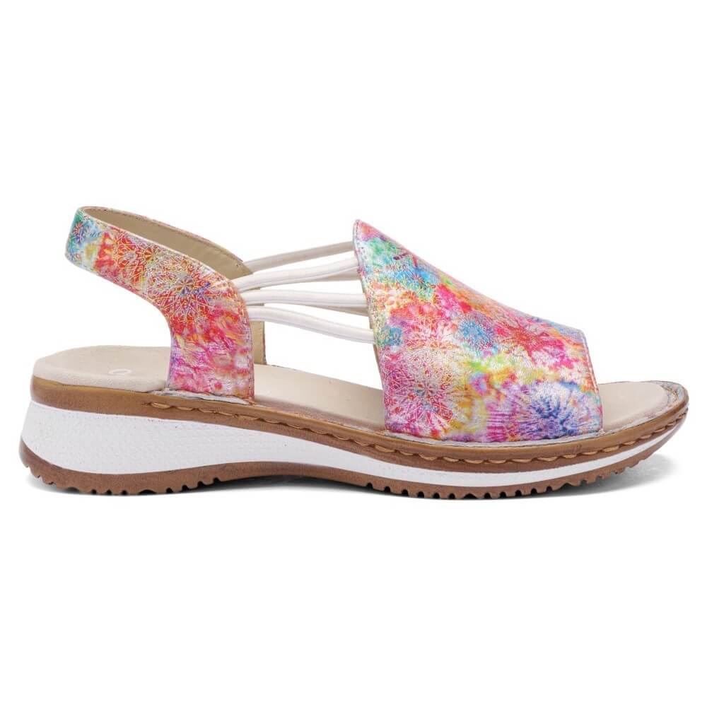 ara Colourful sandal with a white sole on a white background