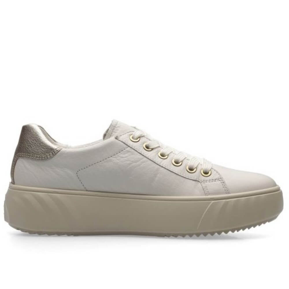 Ara Monaco 12-46523 Cream and Platinum Sneakers