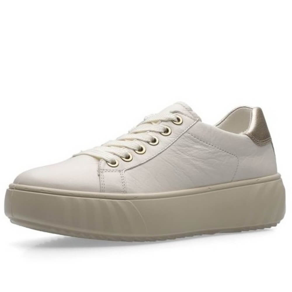 cream leather sneaker on a white background