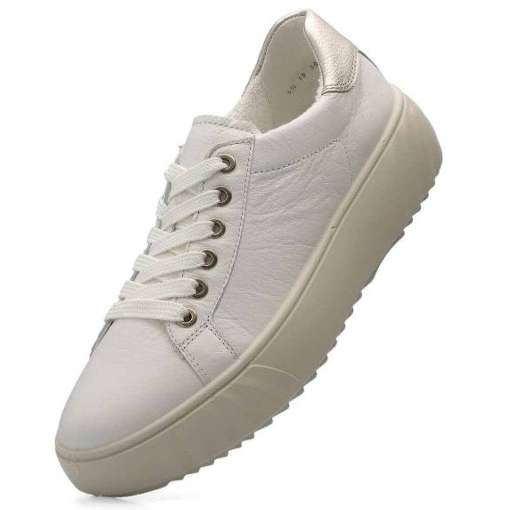 Ara Monaco 12-46523 Cream and Platinum Sneakers